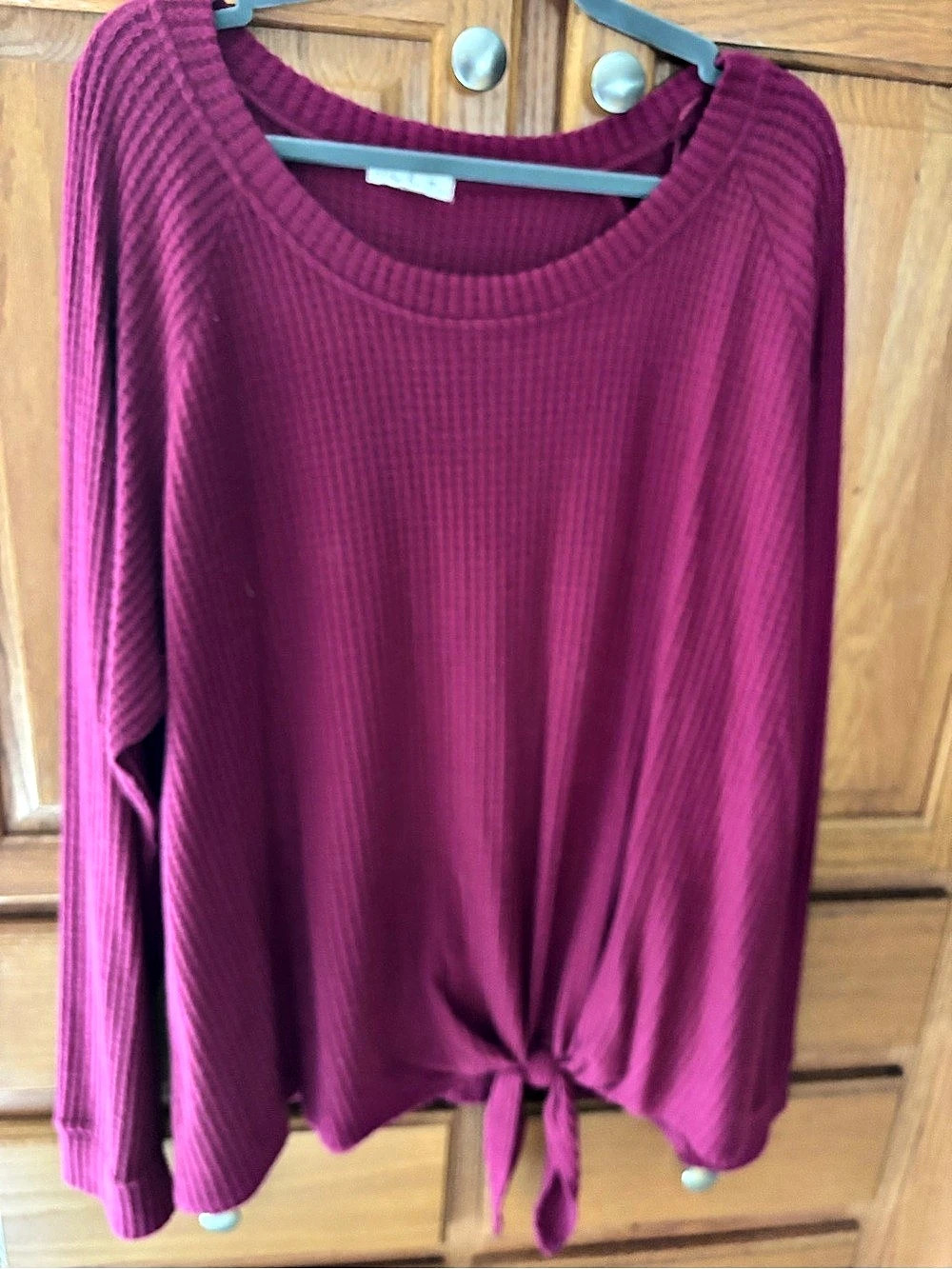 Nine Britton Long Sleeve Tie-Front Top in Purple 3X Like New